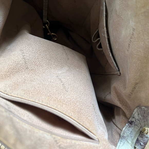 Brahmin Melbourne Collection Large Duxbury Crocodile-Embossed Dome Satchel Bag. - Picture 7 of 11